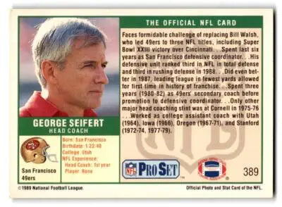 1989 Pro Set #389 George Seifert