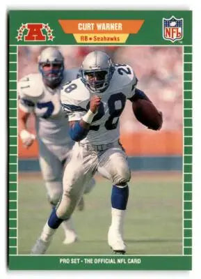 Football trading card featuring Curt Warner of the Seahawks from 1989 Pro Set #404b