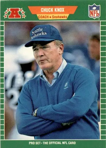 Pro Set Chuck Knox football card with original gloss from 1989 Pro Set series