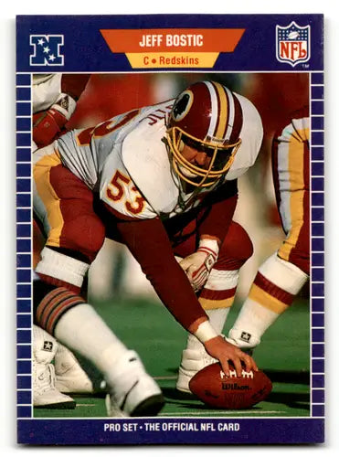 1989 Pro Set Jeff Bostic football card with original gloss in Near Mint condition