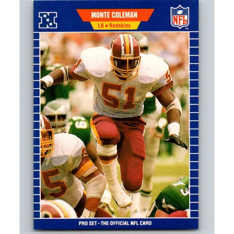 1989 Pro Set #425 Monte Coleman NM-MT Washington Redskins Football Card - Football Card Single