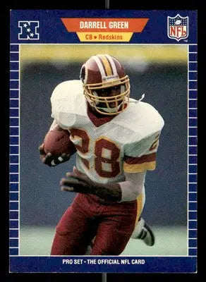 Vintage 1989 Pro Set Darrell Green football trading card featuring Darrell Green in running pose