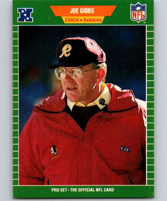 1989 Pro Set #440 Joe Gibbs/ EX Excellent RC Rookie Washington Redskins Football Card - Football Card Single