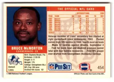 1989 Pro Set Bruce McNorton football card featuring Bruce McNorton from Pro Set series