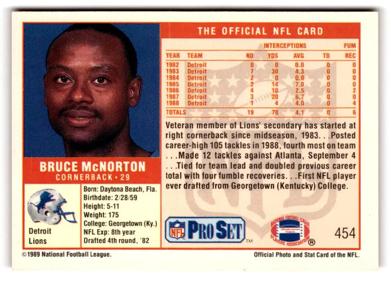 1989 Pro Set #454 Bruce McNorton - Football Card Single