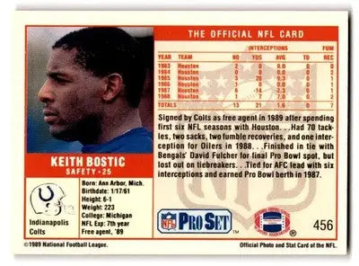 1989 Pro Set #456 Keith Bostic - Football Card Single