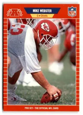 1989 Pro Set Mike Webster football card featuring Kansas City Chiefs player