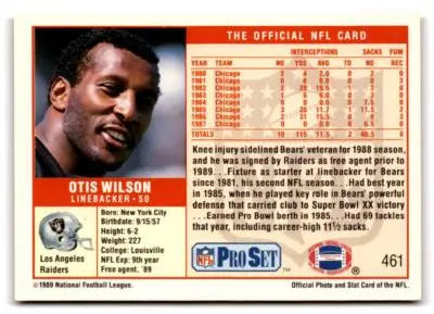 1989 Pro Set Otis Wilson NFL football card featuring Otis Wilson from Pro Set
