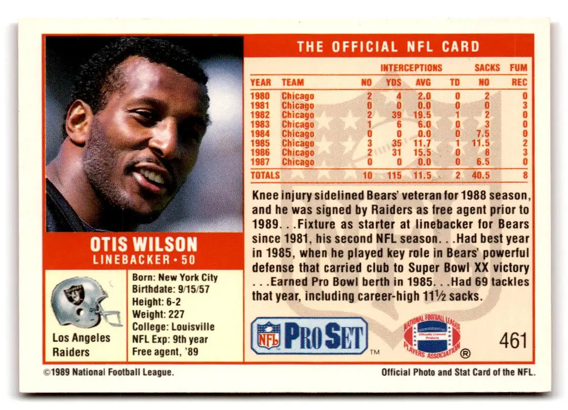 1989 Pro Set #461 Otis Wilson - Football Card Single