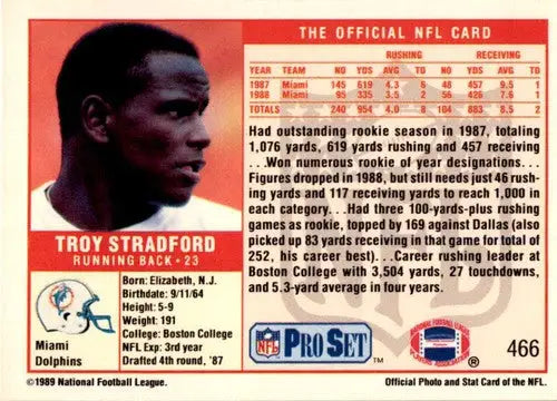 Original gloss Pro Set Troy Stradford football card 1989 product image