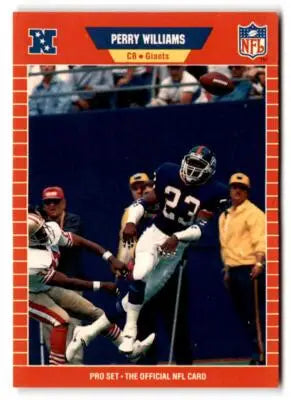 Vintage 1989 Pro Set Perry Williams York Giants football trading card