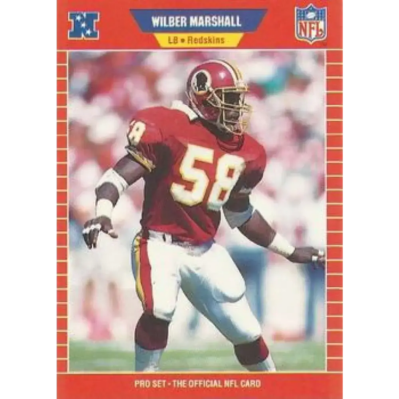 1989 Pro Set #482 Wilber Marshall NM-MT Washington Redskins Football Card - Football Card Single