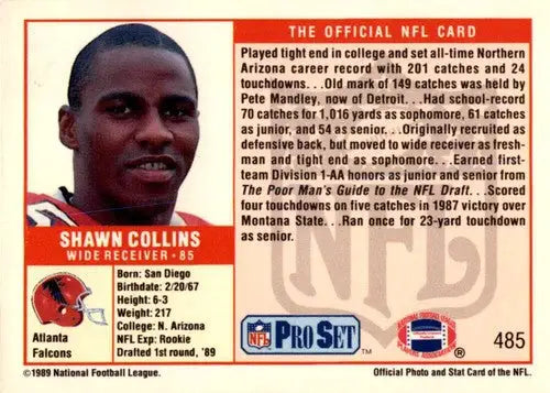 Original gloss 1989 Pro Set Shawn Collins football card ID 45534