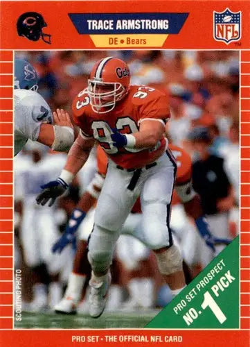 Original gloss of Trace Armstrong football card from 1989 Pro Set #487