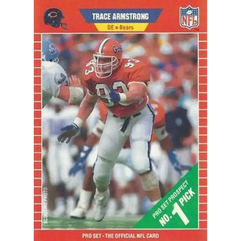 1989 Pro Set #487 Trace Armstrong NM-MT RC Rookie Chicago Bears Football Card - Football Card Single