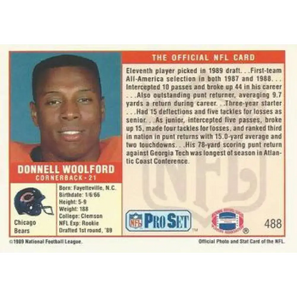 1989 Pro Set #488 Donnell Woolford NM-MT RC Rookie Chicago Bears Football Card