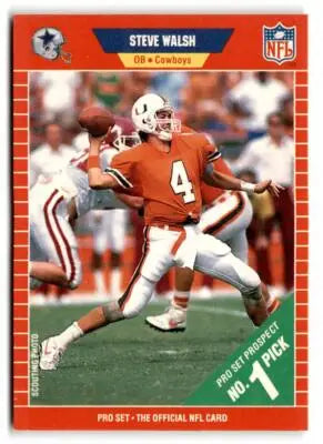 Vintage Steve Walsh Cowboys football card from 1989 Pro Set #491 showcasing Steve Walsh football