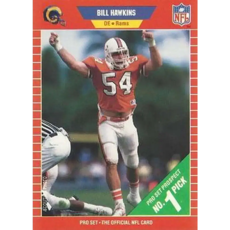 1989 Pro Set #500 Bill Hawkins NM-MT RC Rookie Los Angeles Rams Football Card - Football Card Single