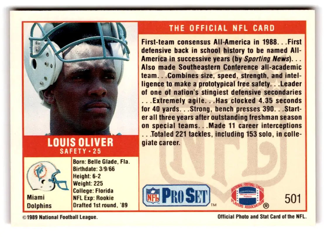 1989 Pro Set #501 Louis Oliver - Football Card Single