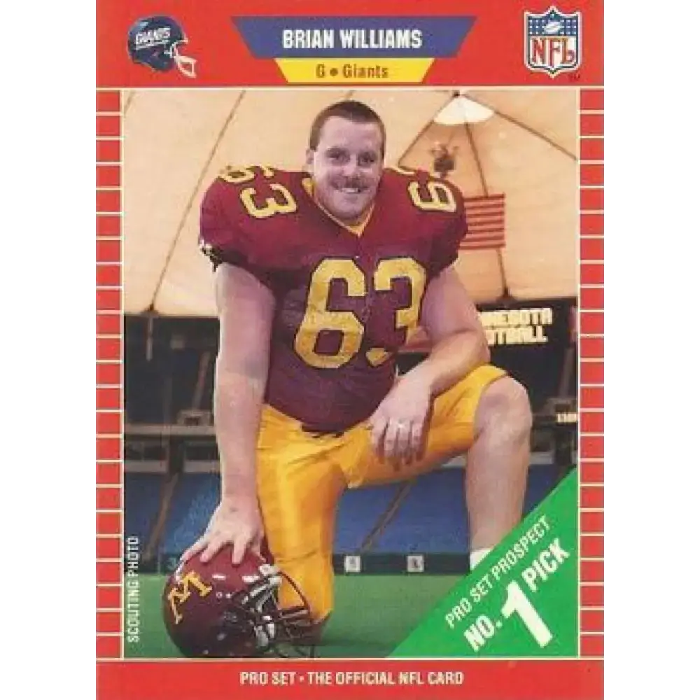 1989 Pro Set #505 Brian Williams NM-MT RC Rookie New York Giants Football Card