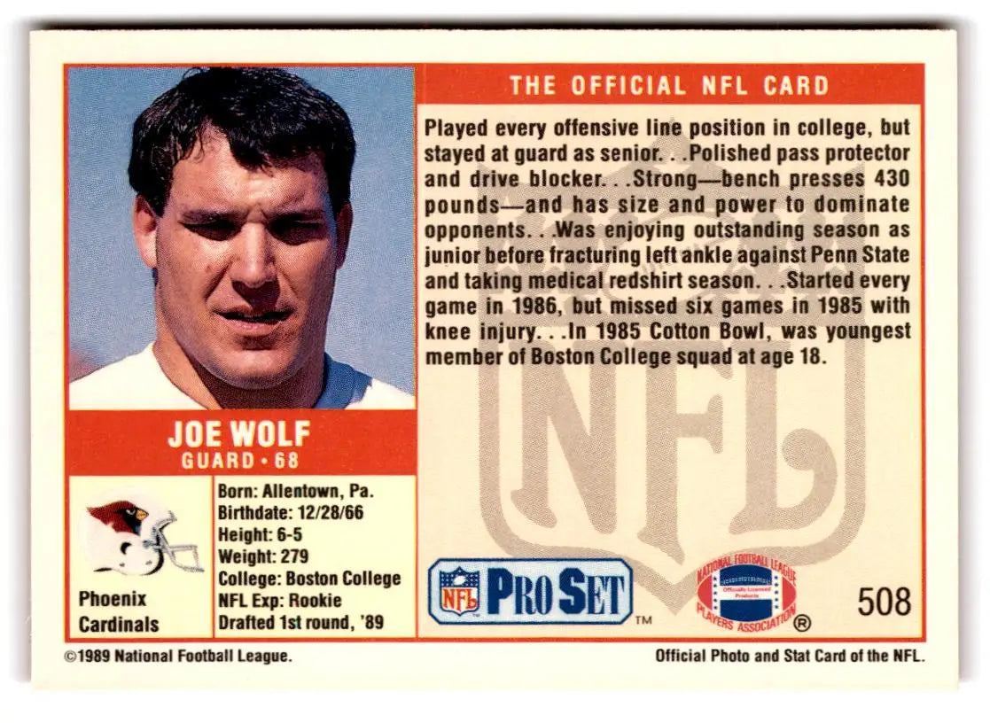 1989 Pro Set #508 Joe Wolf - Football Card Single