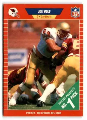 Vintage 1989 Pro Set Joe Wolf football trading card featuring Joe Wolf of the Cardinals
