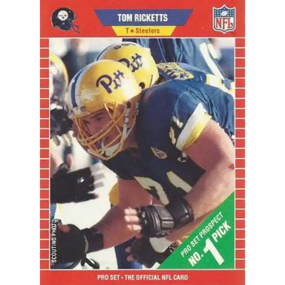 1989 Pro Set #510 Tom Ricketts NM-MT RC Rookie Pittsburgh Steelers Football Card