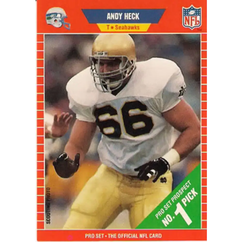 1989 Pro Set #514 Andy Heck NM-MT RC Rookie Seattle Seahawks Football Card - Football Card Single