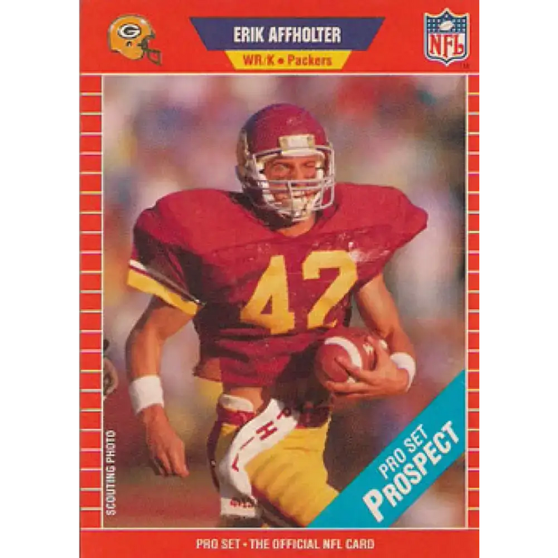1989 Pro Set #522 Erik Affholter NM-MT RC Rookie Green Bay Packers Football Card - Football Card Single