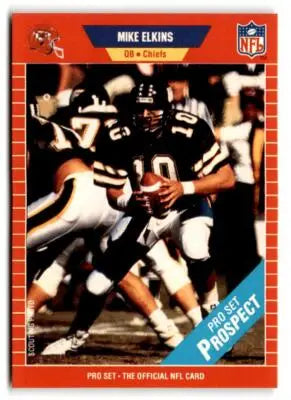 Vintage 1989 Pro Set Mike Elkins Kansas City Chiefs football card front view