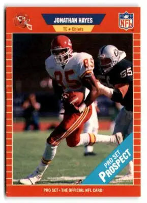 Jonathan Hayes 1990 Pro Set football card featuring Kansas City Chiefs player