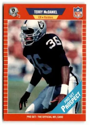 Vintage NFL football trading card of Terry McDaniel from 1989 Pro Set Los Angeles Raiders