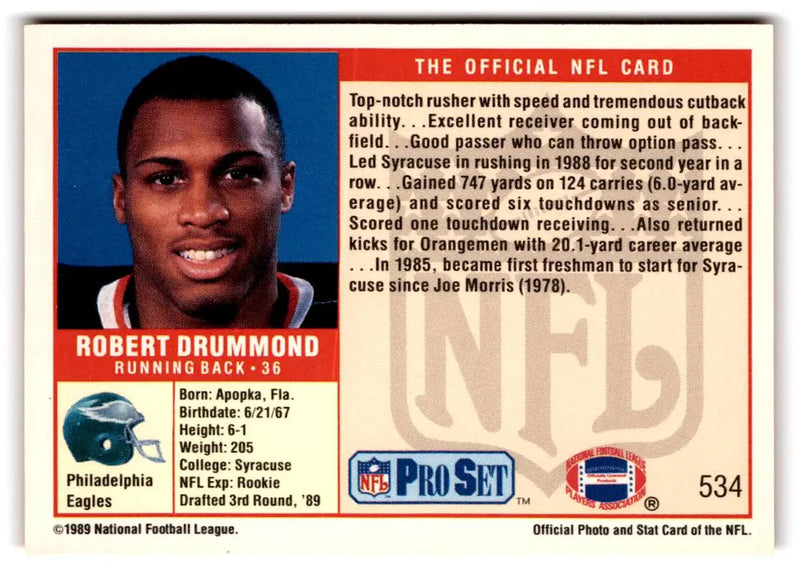 1989 Pro Set #534 Robert Drummond - Football Card Single