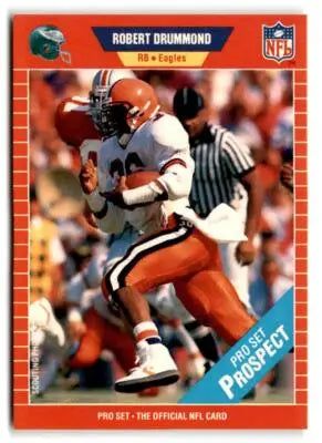 Vintage Robert Drummond football trading card from 1989 Pro Set featuring Eagles RB