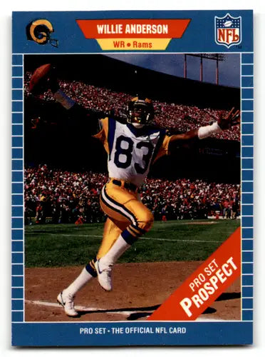 Original gloss Willie Anderson football card from 1989 Pro Set featuring Flipper Anderson rookie