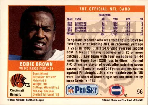 Eddie Brown football card from 1989 Pro Set with original gloss collectible