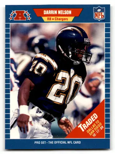 Original gloss Darrin Nelson football card from 1989 Pro Set Chargers collection
