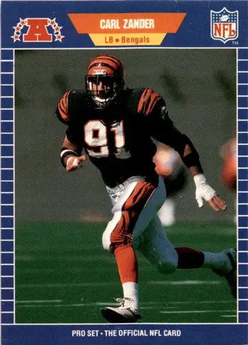 1989 Pro Set Carl Zander football card with original gloss in good condition