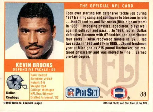 Original gloss Kevin Brooks football card from 1989 Pro Set #88 ID 45509