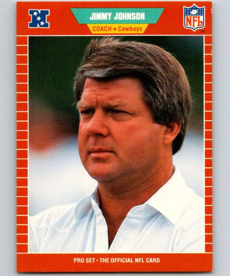 1989 Pro Set #98 Jimmy Johnson EX Excellent RC Rookie Dallas Cowboys Football Card - Football Card Single