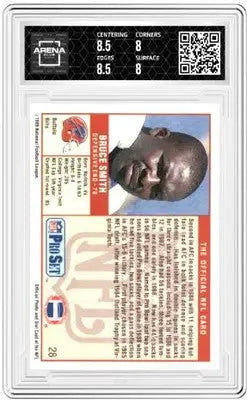 Graded 1989 Pro Set Bruce Smith football card, set Bruce Smith Arena Club 8.5