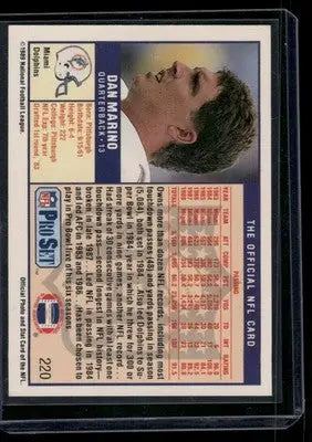1989 Pro Set Dan Marino #220 Football - Football Card Single