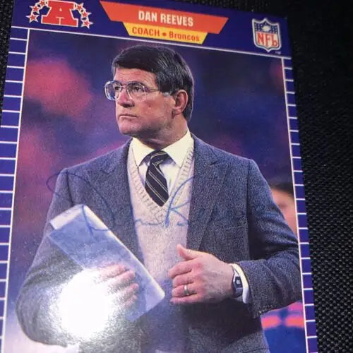 Dan Reeves 1989 Pro Set Autograph Card #114 Denver Broncos Collectible Football Card