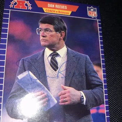 Dan Reeves 1989 Pro Set Autograph Card #114 Denver Broncos Collectible Football Card