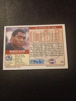 1989 Pro Set - Marcus Allen #182. Raiders. NFL. NRMT+ - Football Card Single