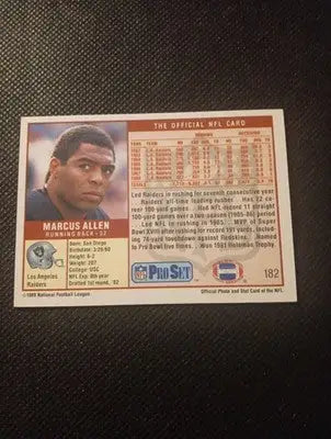 1989 Pro Set - Marcus Allen #182. Raiders. NFL. NRMT+ - Football Card Single