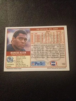 1989 Pro Set - Marcus Allen #182. Raiders. NFL. NRMT+ - Football Card Single
