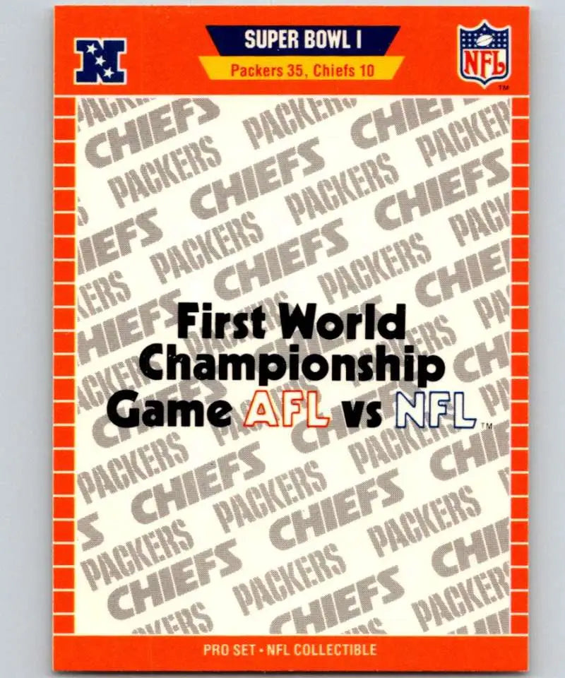 1989 Pro Set Super Bowl Logos #1 Super Bowl I EX Excellent Green Bay Packers/Kansas City Chiefs Football Card