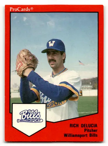 1989 Procards Rich DeLucia baseball card with original gloss featuring Simply Sandoval ID 59773