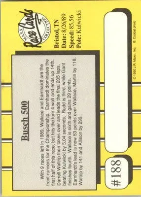 1989 Race #20 - 1990 Maxx - #188 - Racing - Racing Card Single